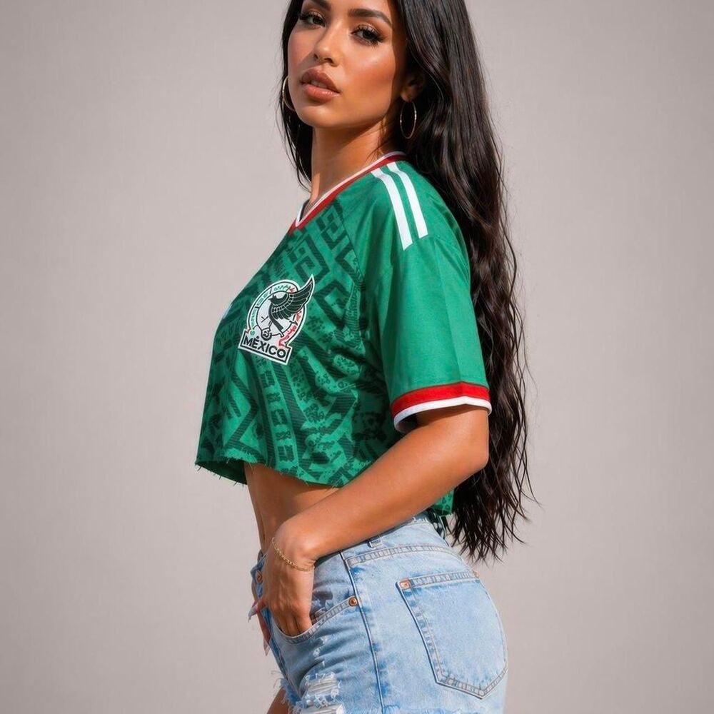 Mexico Cropped Soccer Jersey Top 🇲🇽⚽ Raw Hem World Cup Shirt